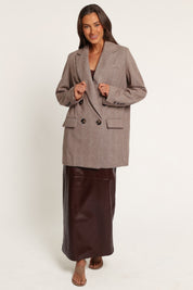 Dixon Oversized Boyfriend Blazer - Taupe Herringbone