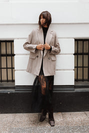 Dixon Oversized Boyfriend Blazer - Taupe Herringbone