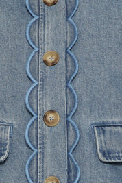 Heidi Scallop Trim Denim Jacket - Medium Wash