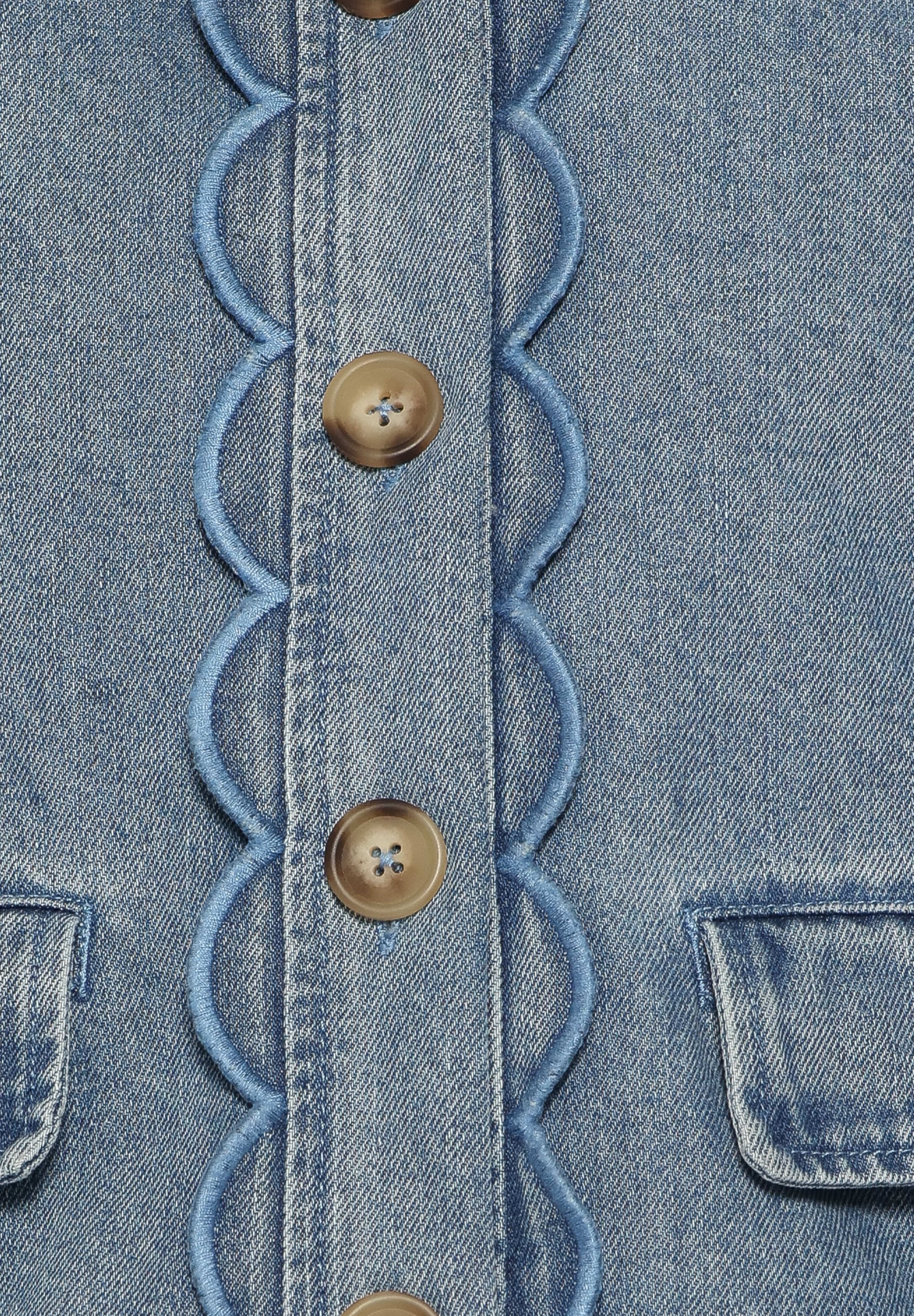 Heidi Scallop Trim Denim Jacket - Medium Wash