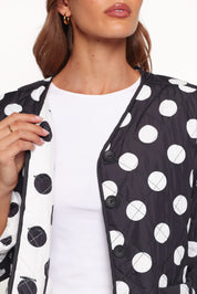 Immy Reversible Puffer Jacket - Black/White Dot
