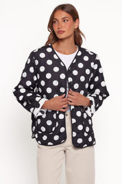 Immy Reversible Puffer Jacket - Black/White Dot