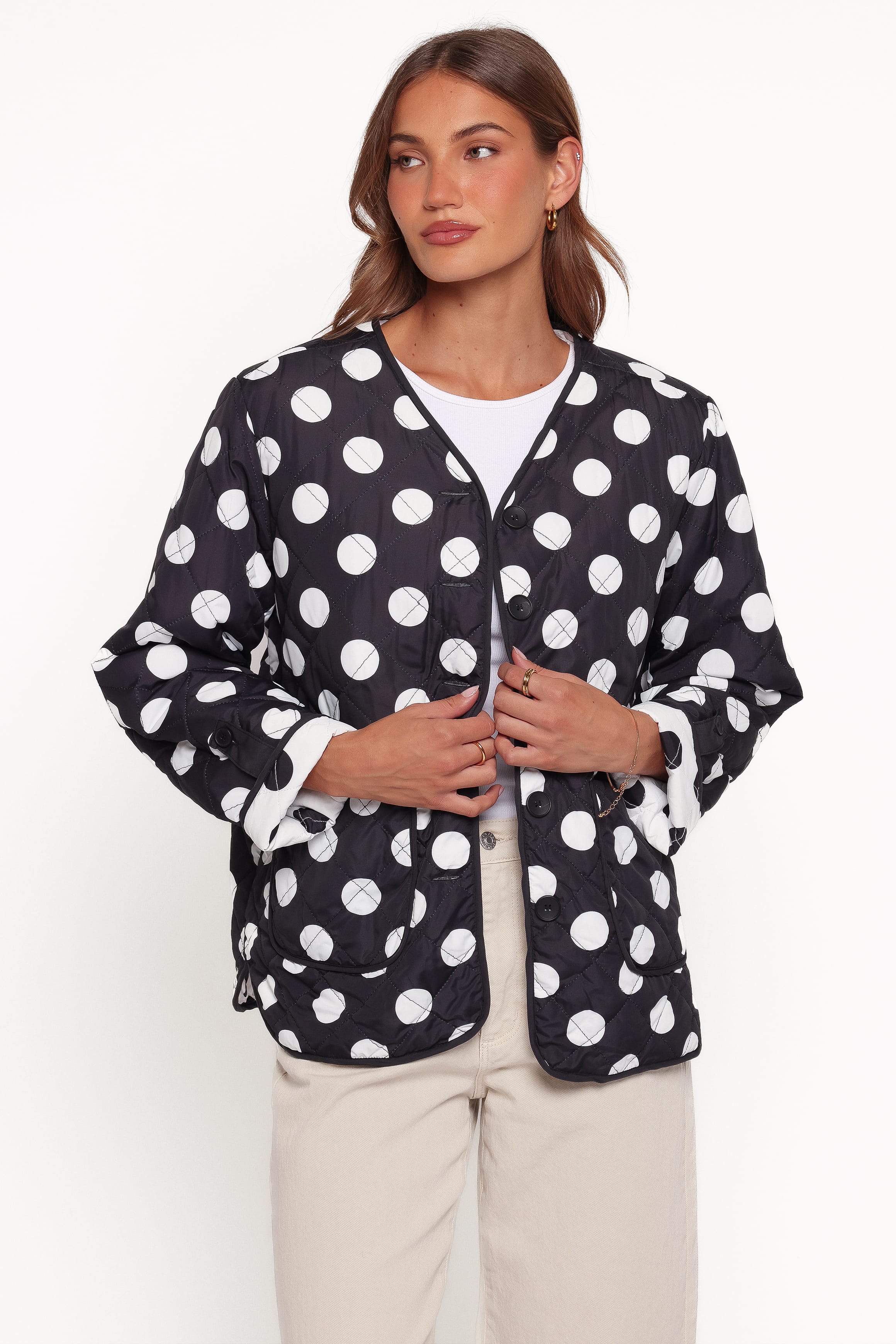 Immy Reversible Puffer Jacket - Black/White Dot