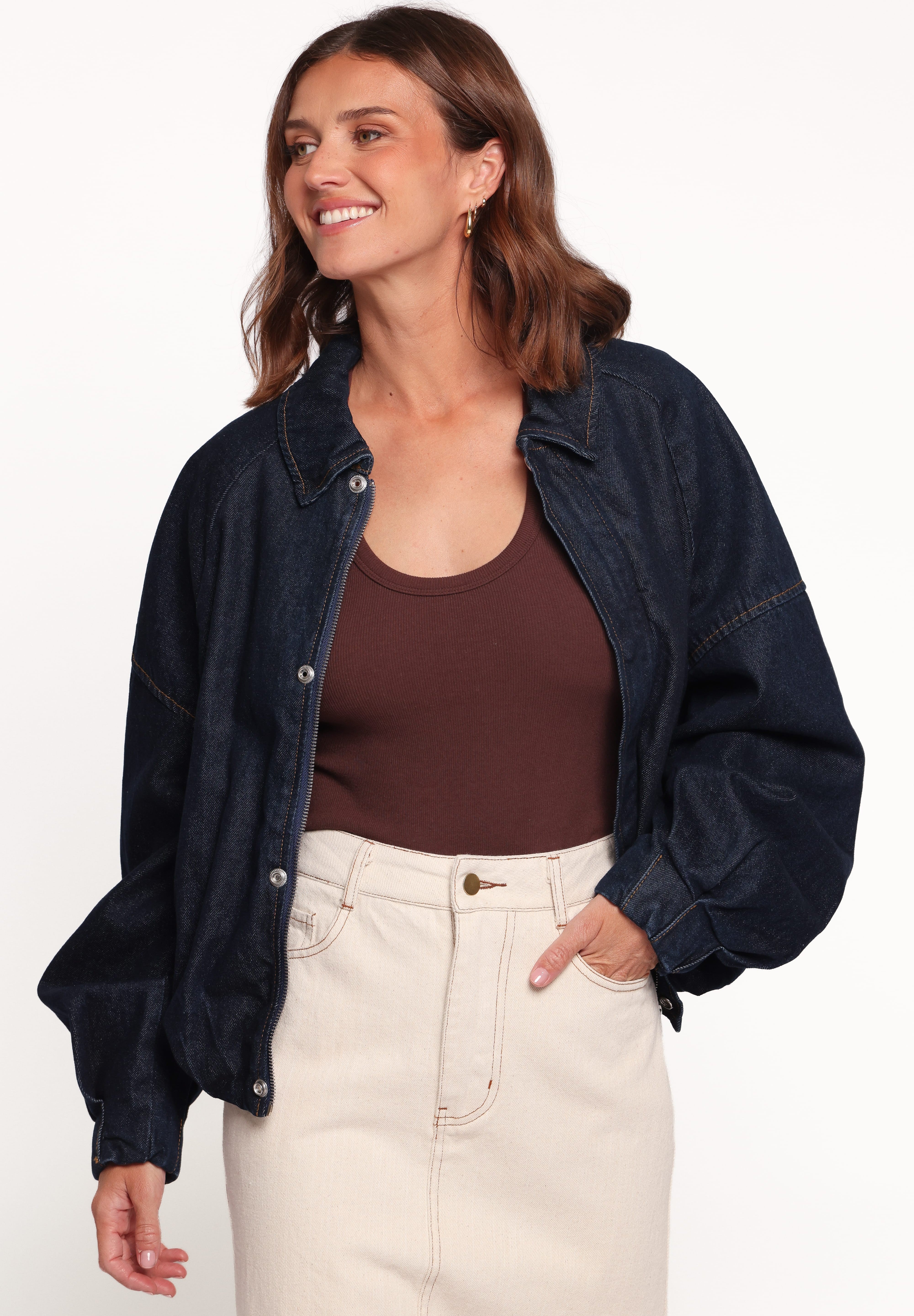 Janet Bomber Jacket - Dark Denim Wash