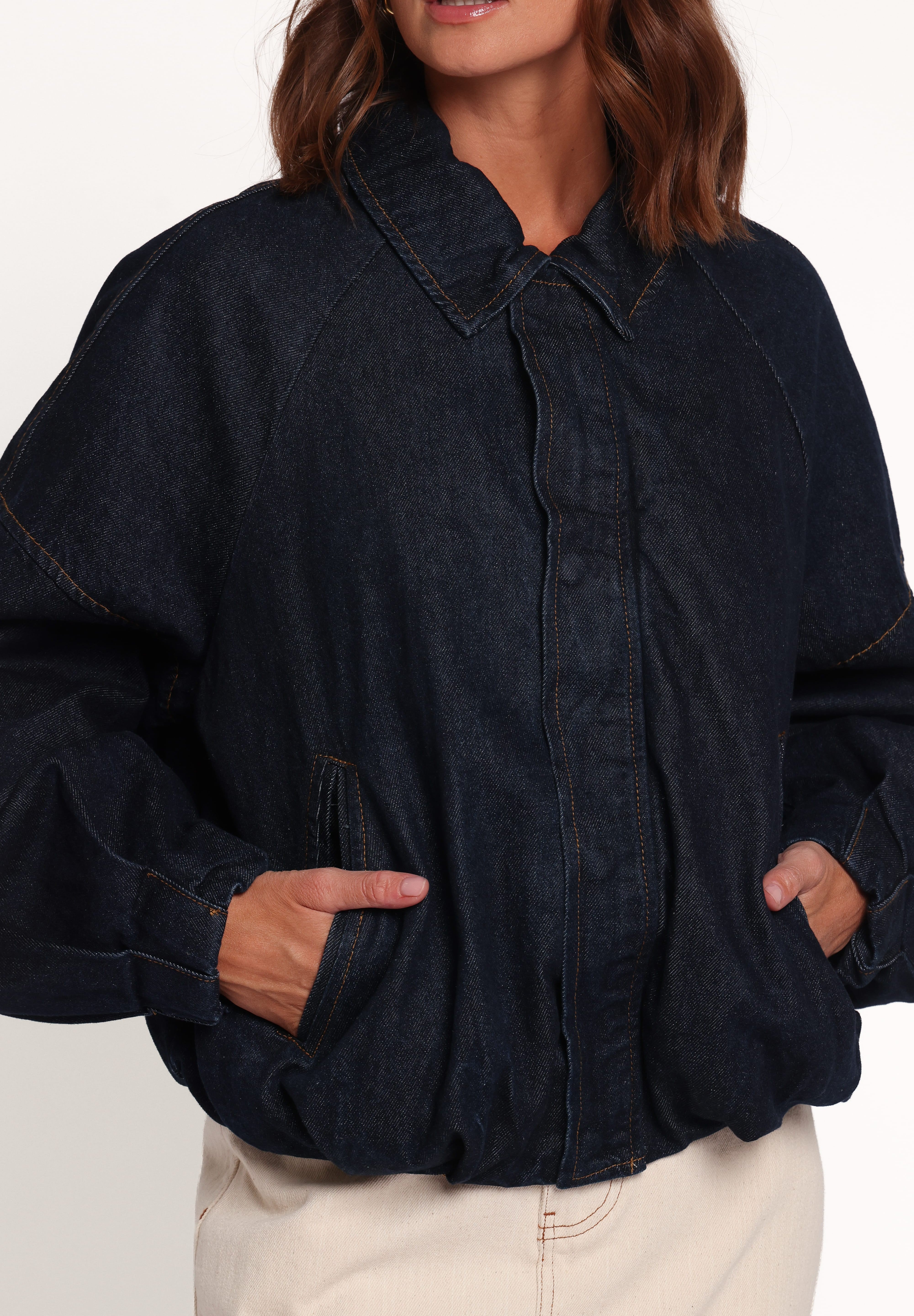 Janet Bomber Jacket - Dark Denim Wash