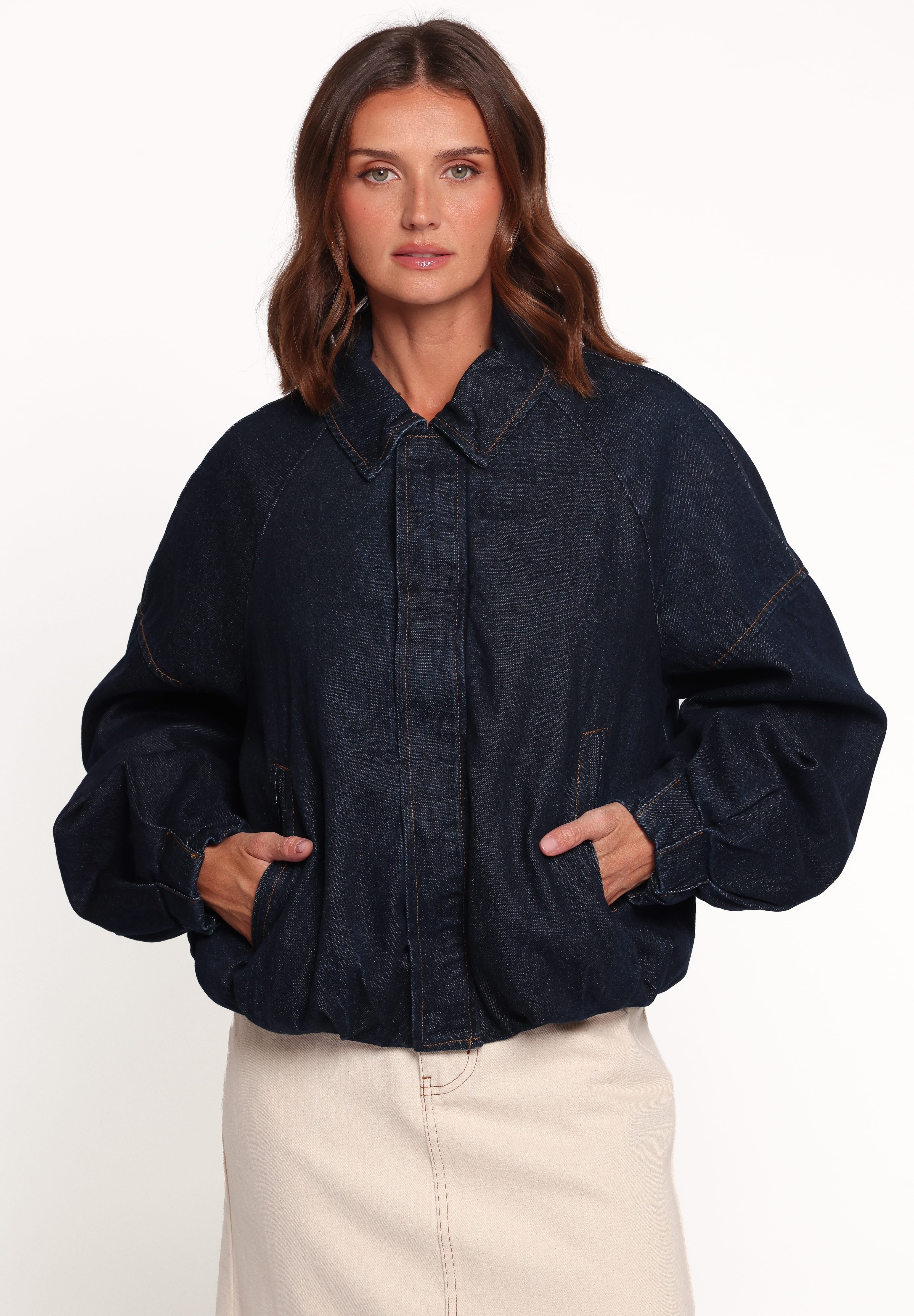 Janet Bomber Jacket - Dark Denim Wash