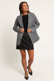Juliette Blazer - Grey/Blue Plaid
