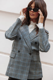 Juliette Blazer - Grey/Blue Plaid