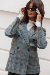 Juliette Blazer - Grey/Blue Plaid
