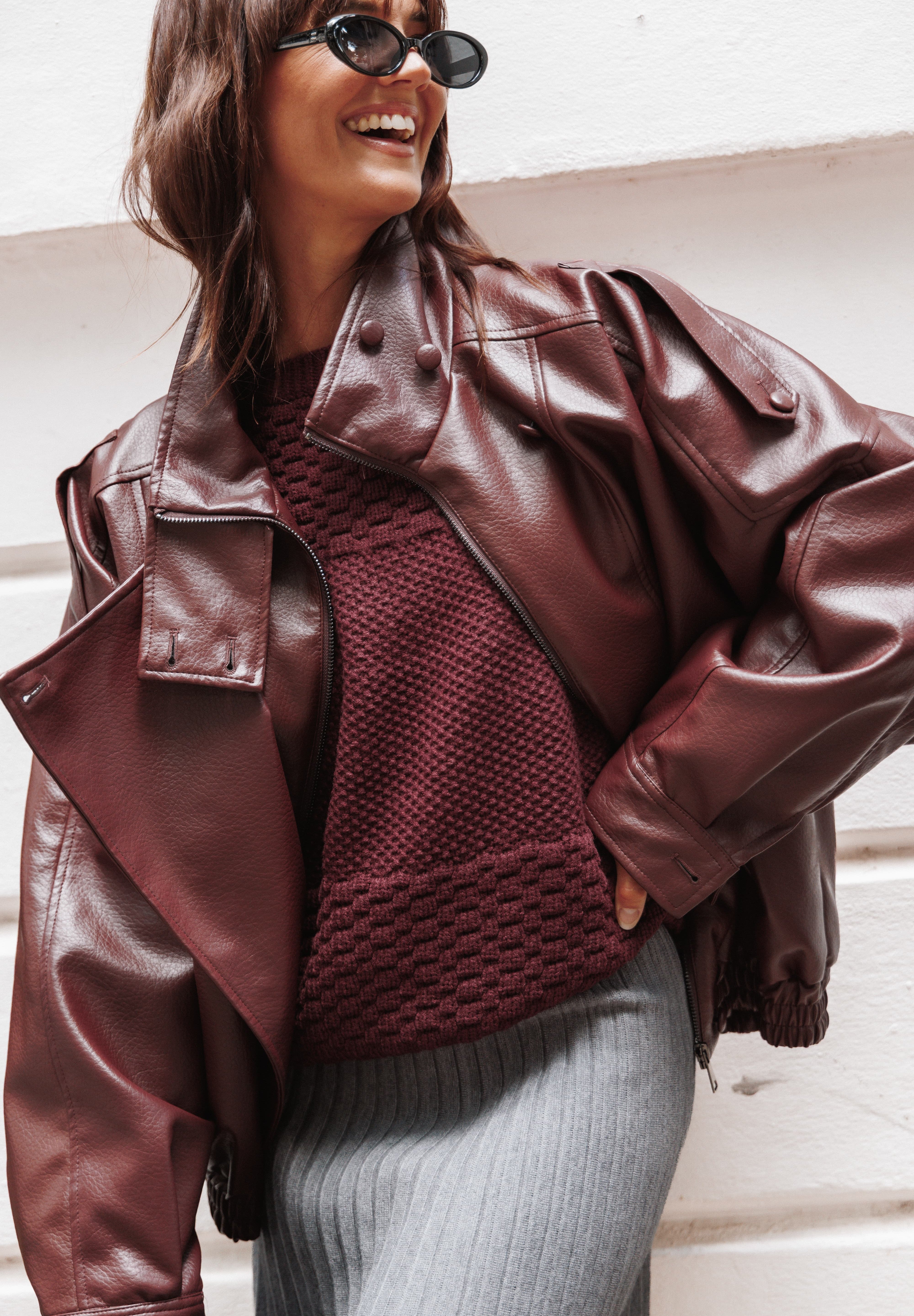 Kirby Leather Jacket - Burgundy