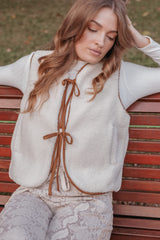 Laila Tie Front Vest - Cream Shearling
