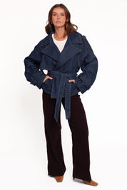 Miranda Cropped Denim Trench - Indigo Wash