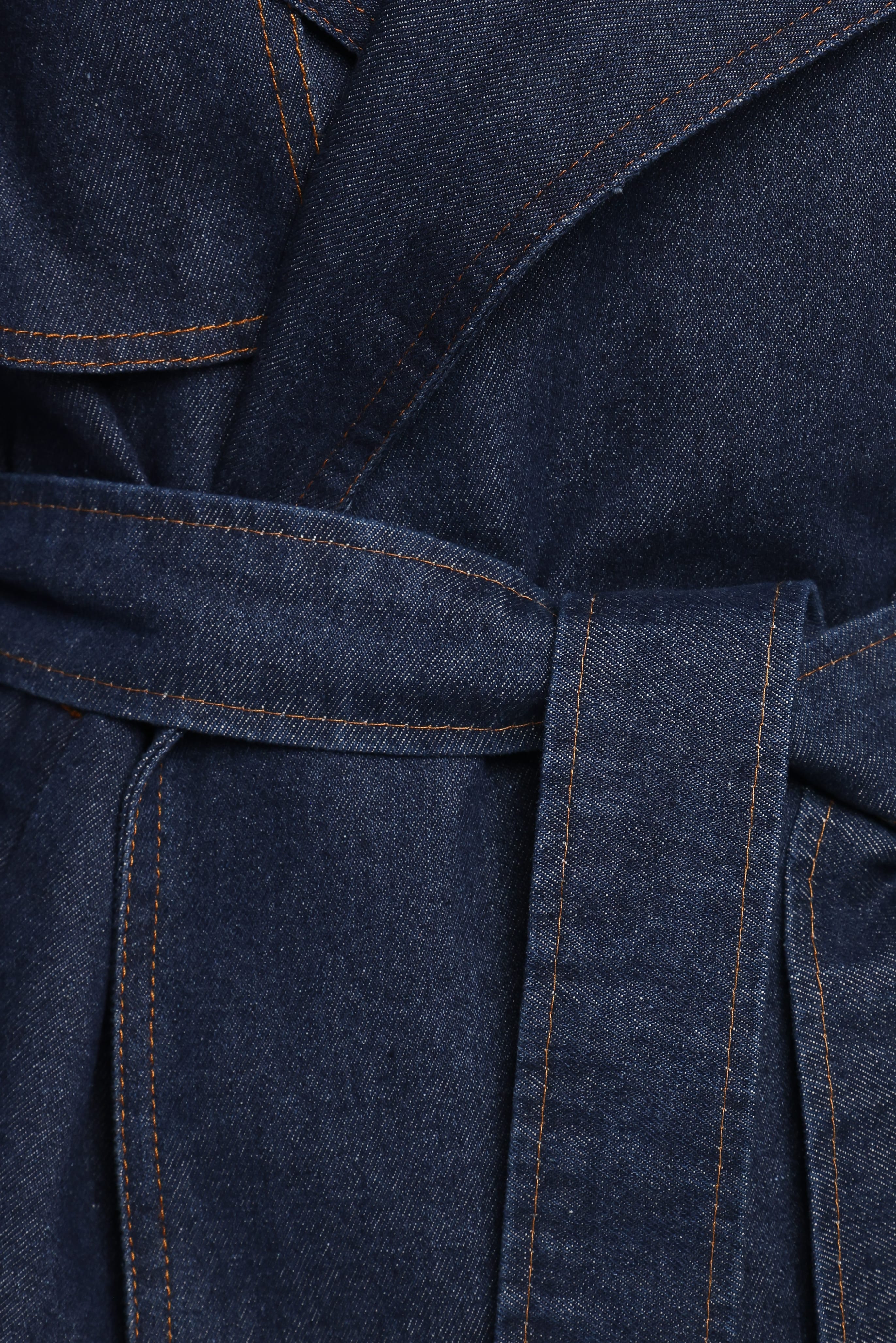 Miranda Cropped Denim Trench - Indigo Wash