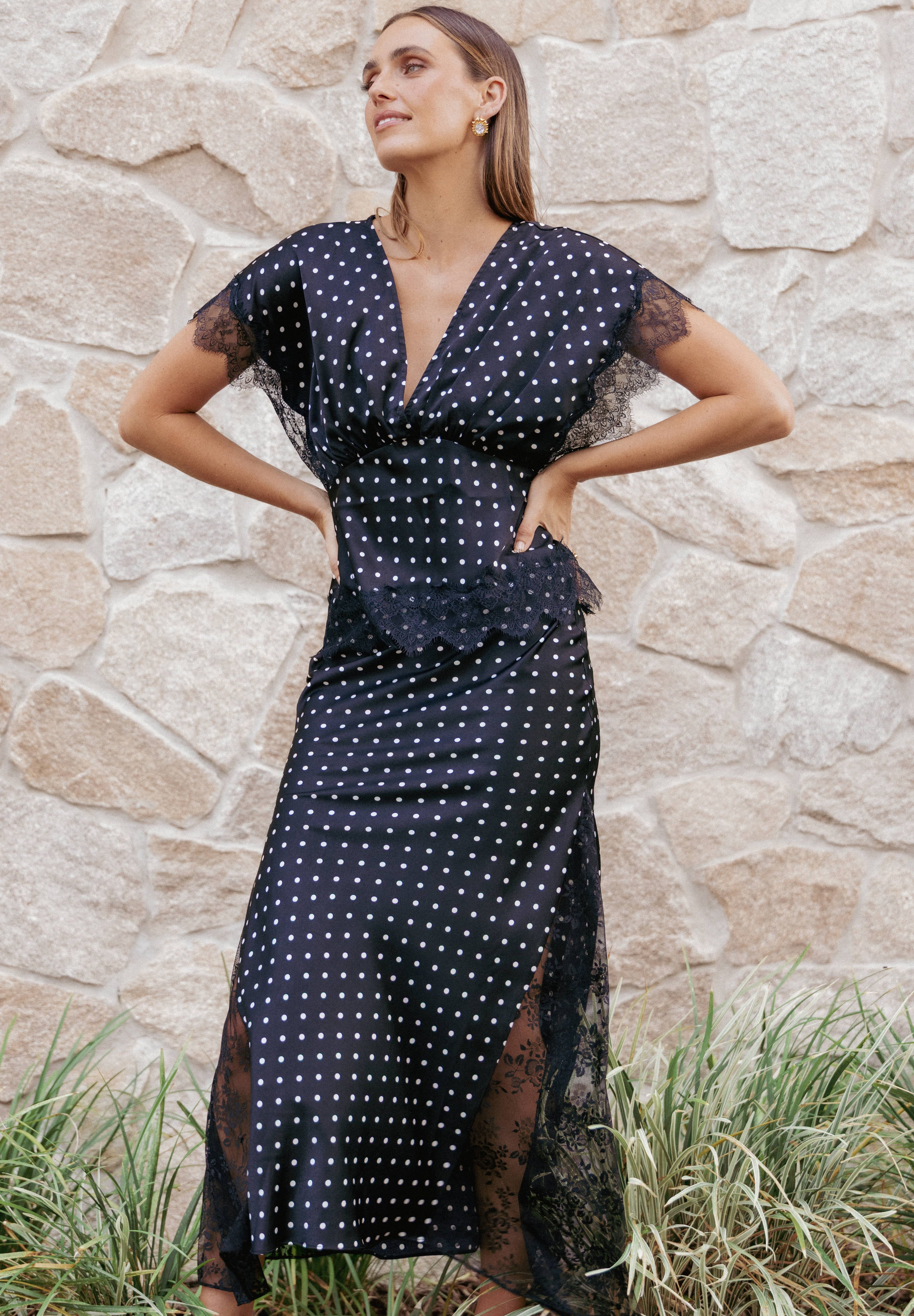 Ailbhe Lace Skirt - Black Polka Dot