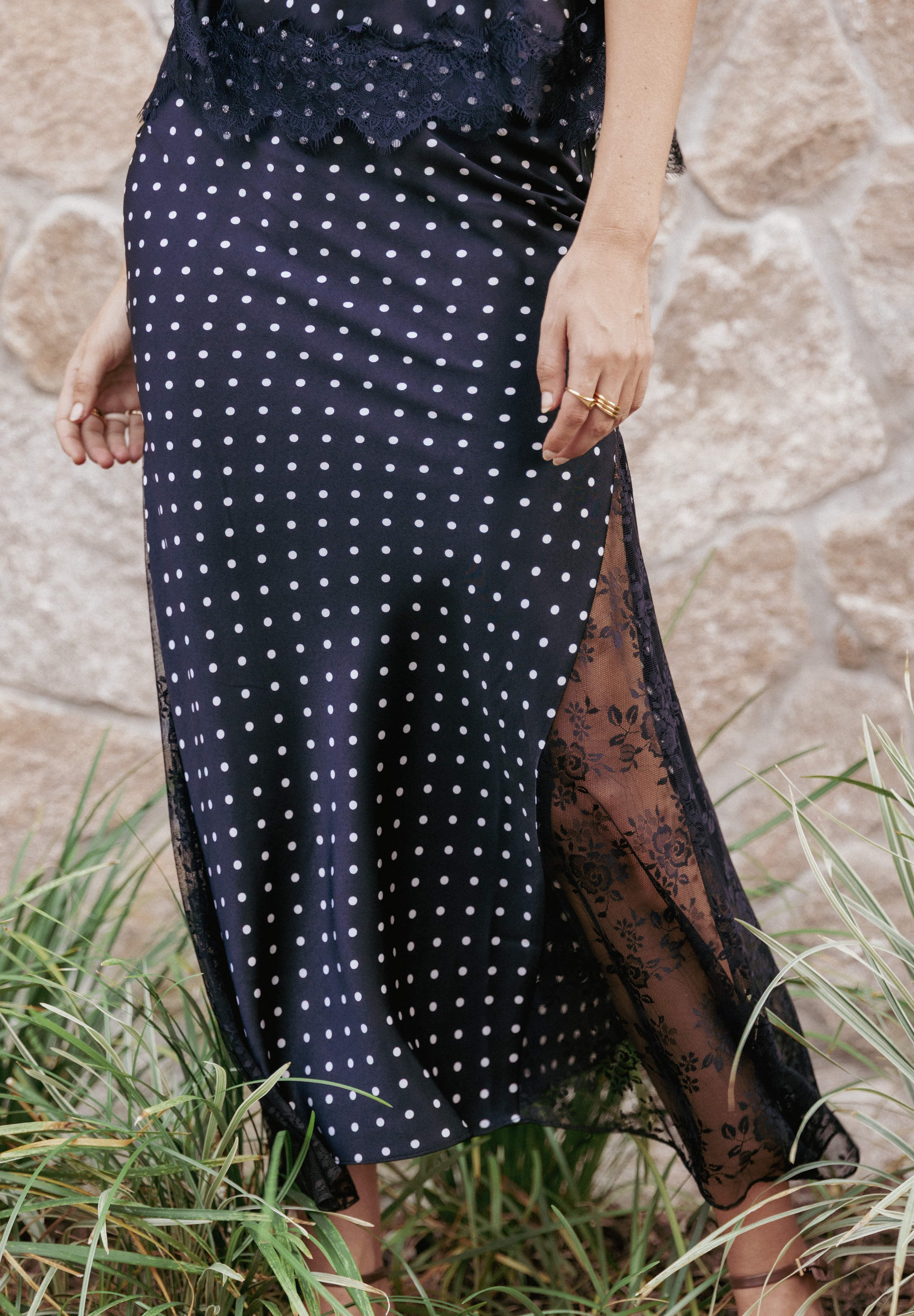 Ailbhe Lace Skirt - Black Polka Dot