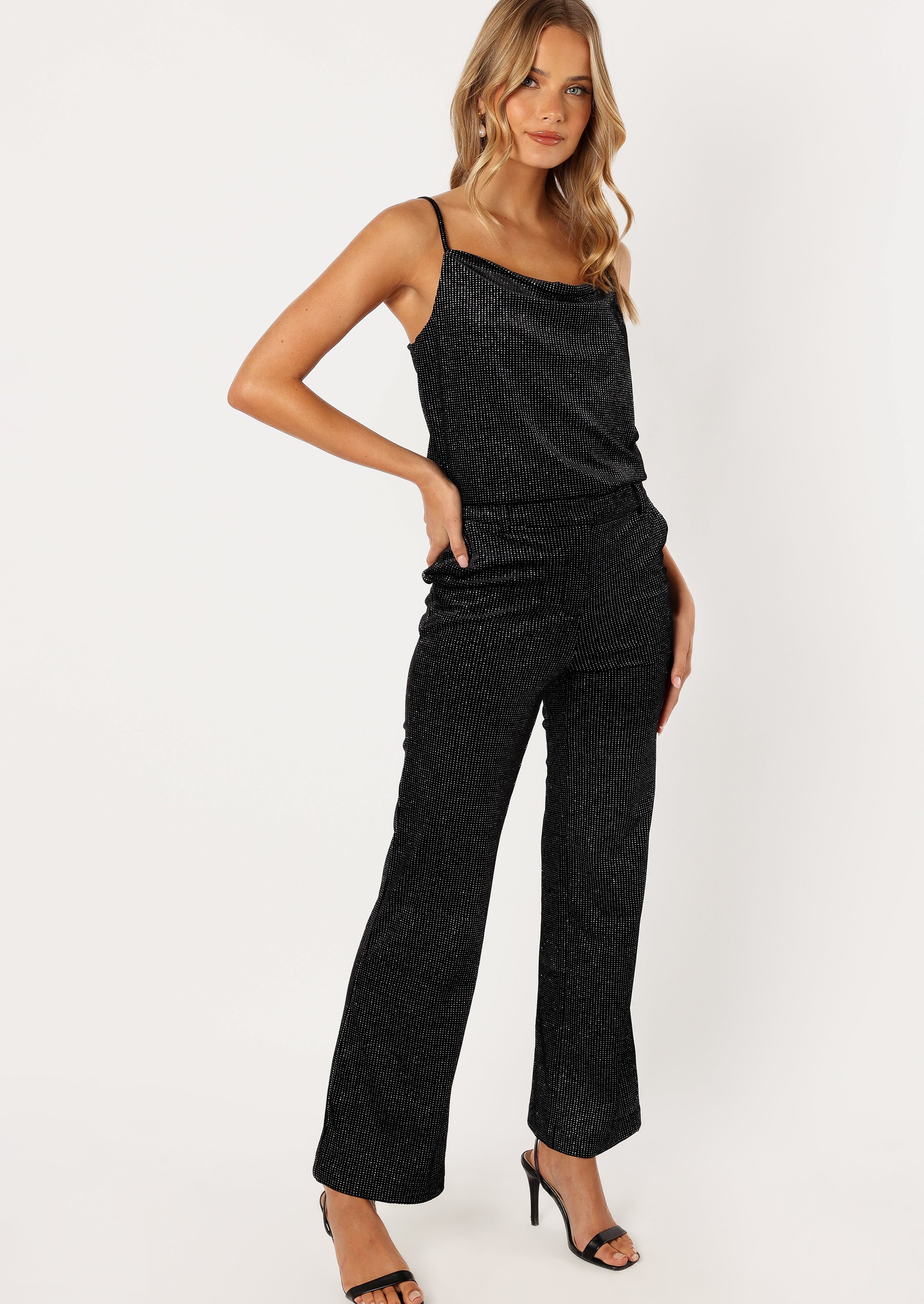 Ensley Velvet Shimmer Pant - Black