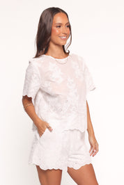 Tanis Embroidered Shorts - White