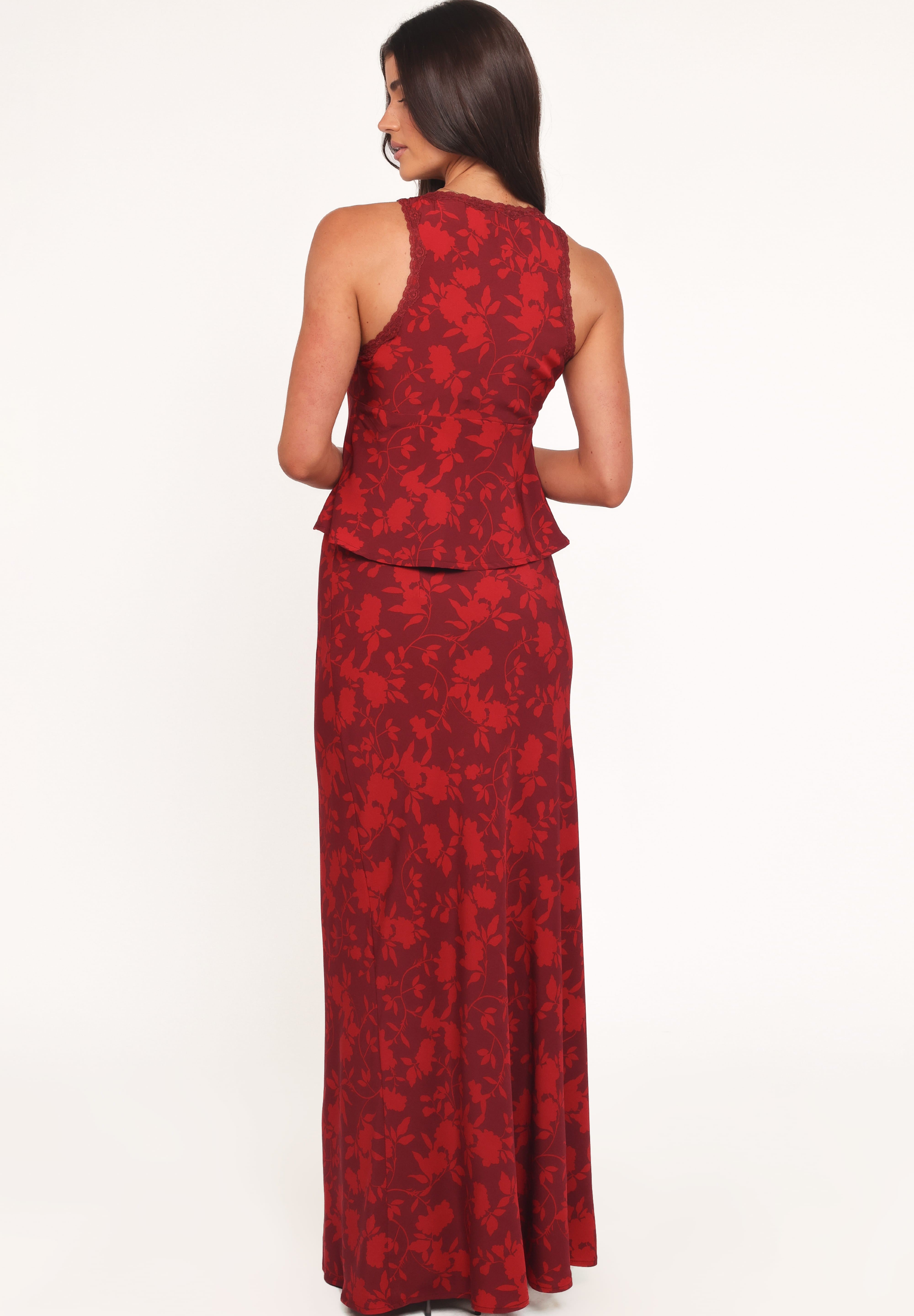 Velman Skirt - Burgundy Floral