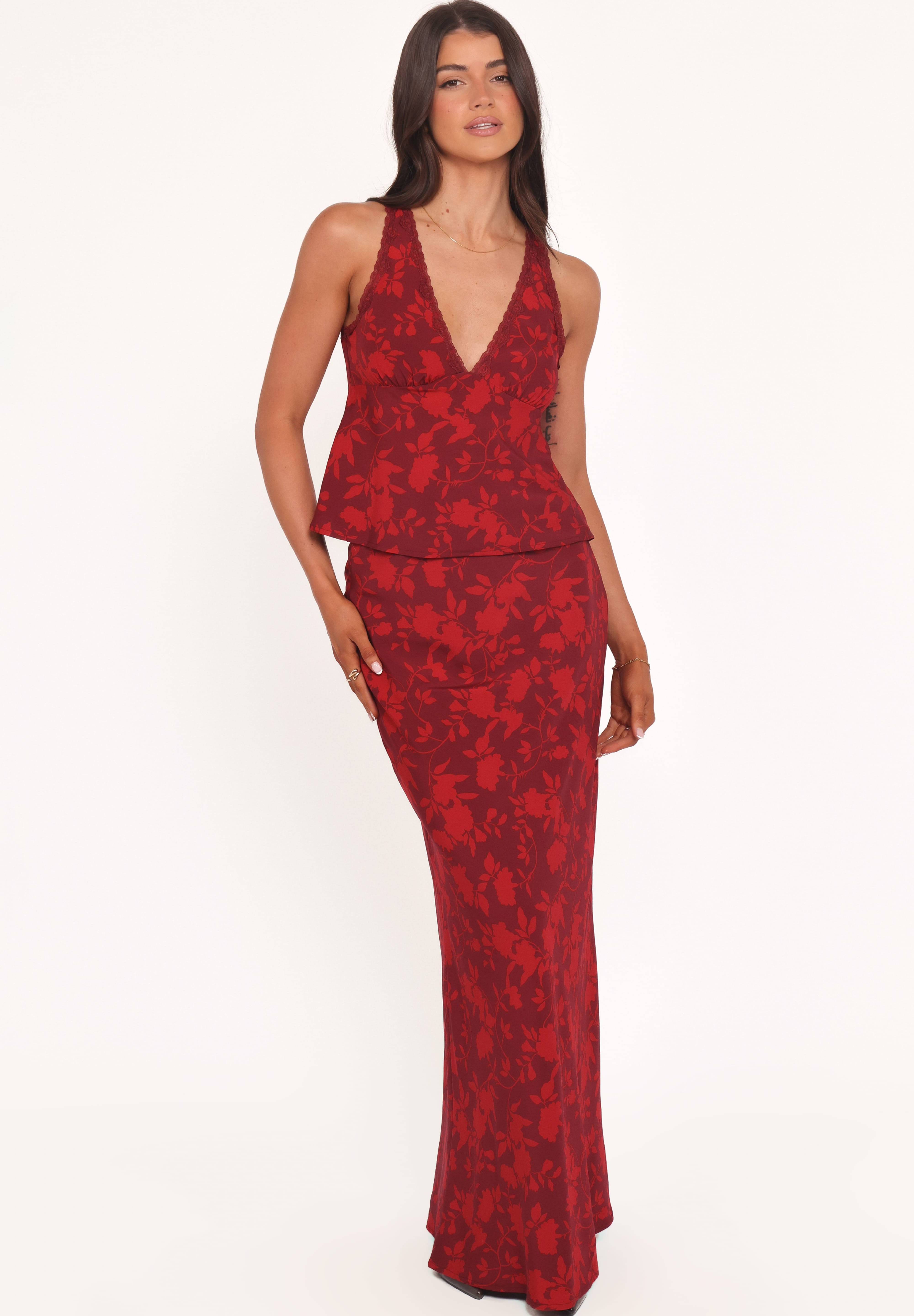 Velman Skirt - Burgundy Floral
