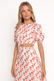 Aminah Puff Sleeve Dress - Red Floral