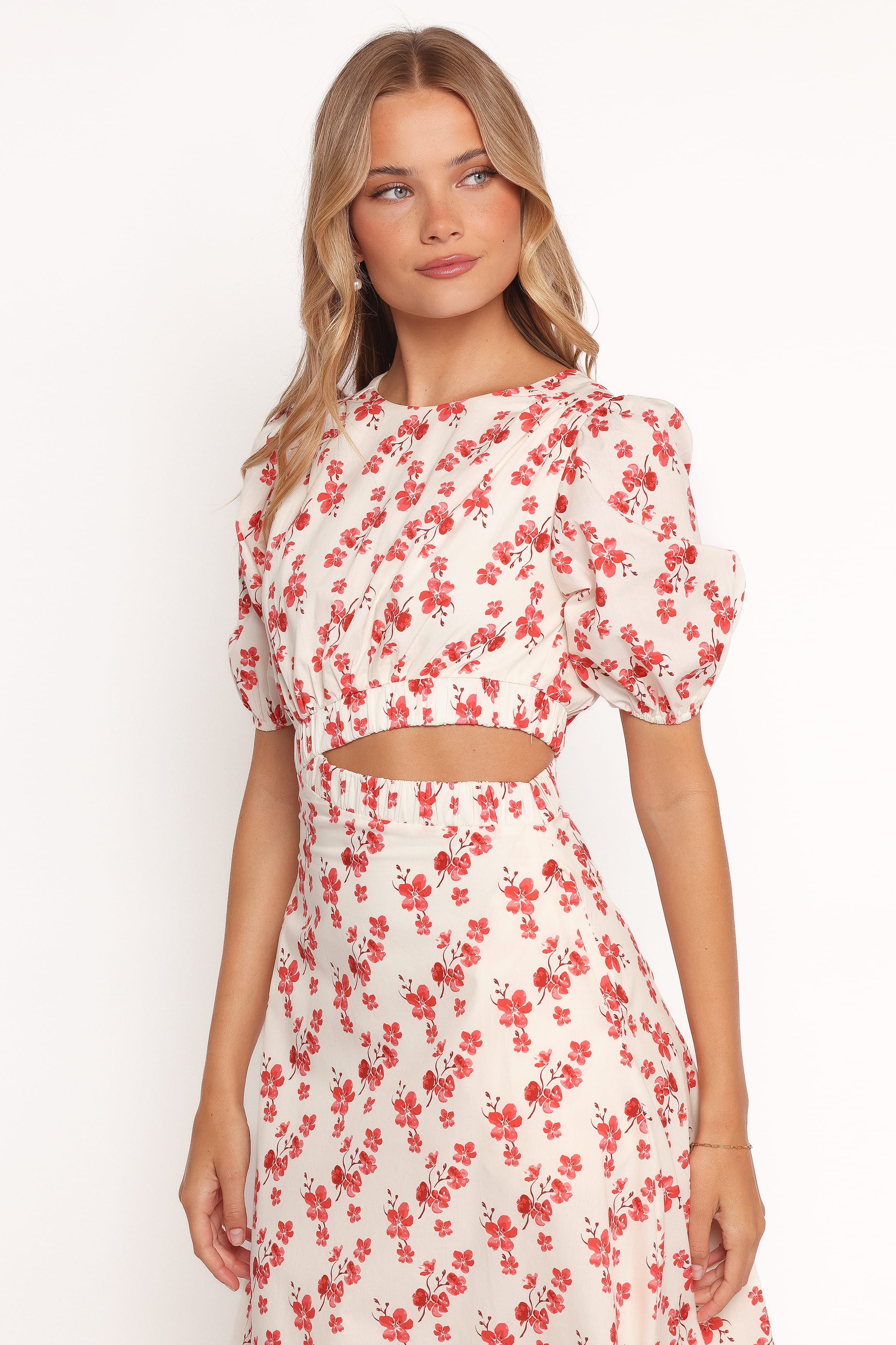 Aminah Puff Sleeve Dress - Red Floral