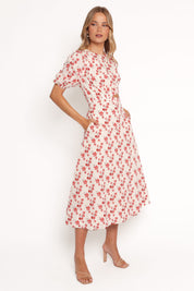 Aminah Puff Sleeve Dress - Red Floral