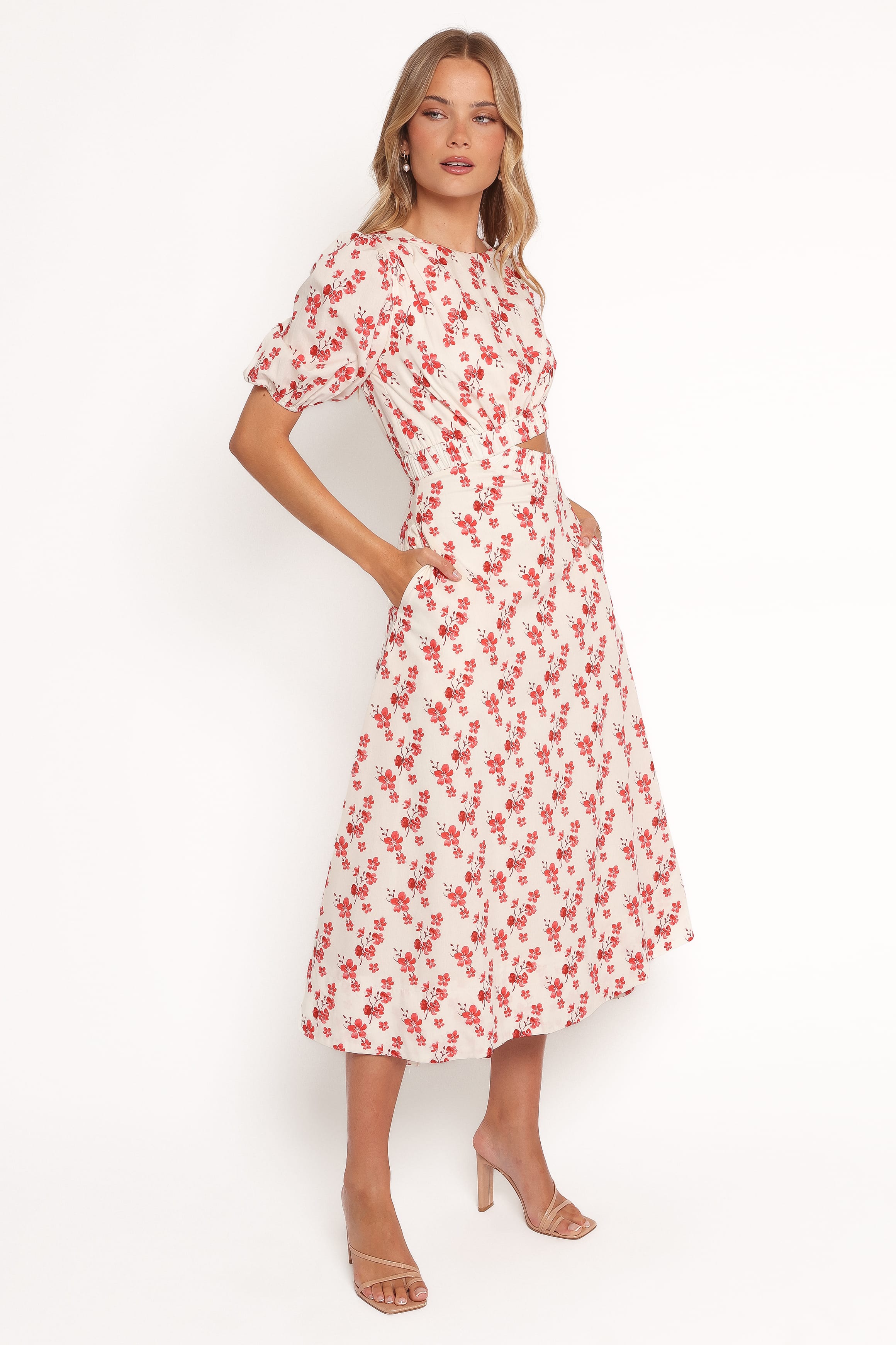 Aminah Puff Sleeve Dress - Red Floral
