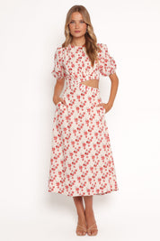 Aminah Puff Sleeve Dress - Red Floral