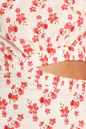Aminah Puff Sleeve Dress - Red Floral