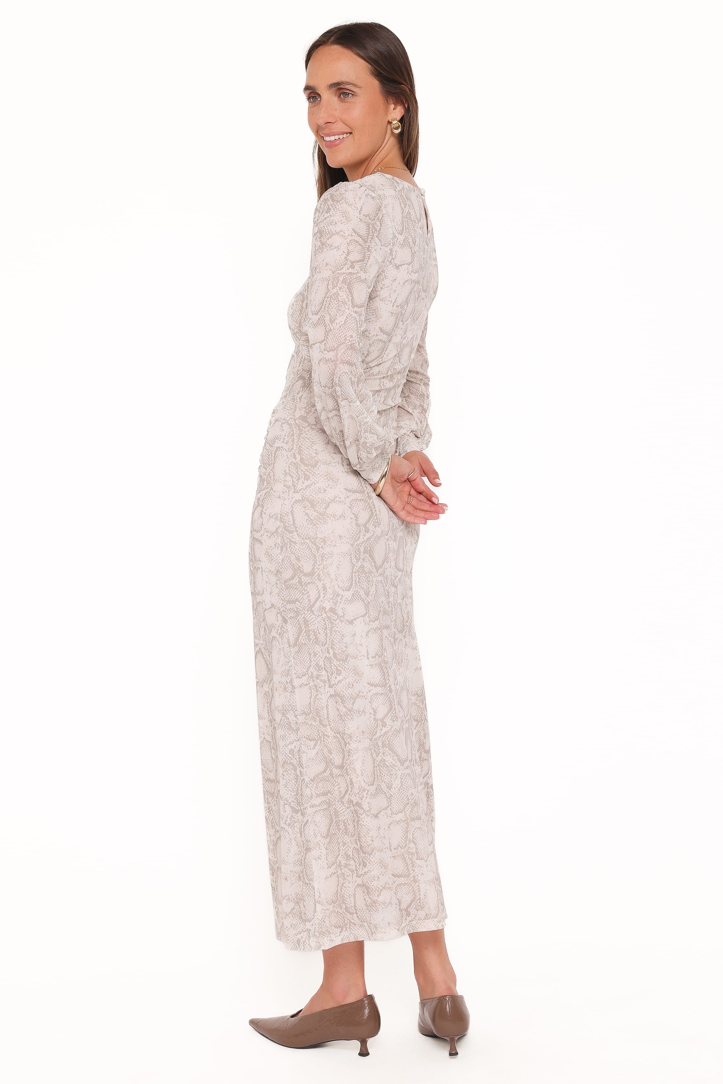 Clemens Mesh Maxi Dress - Snake Print