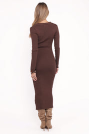Collins Long Sleeve Midi Dress - Chocolate