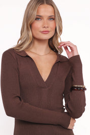 Collins Long Sleeve Midi Dress - Chocolate