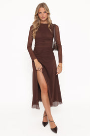 Colton Long Sleeve Maxi Dress - Brown