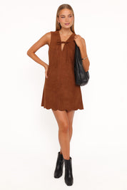 Jonty Scallop Hem Mini Dress - Copper Tan