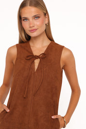 Jonty Scallop Hem Mini Dress - Copper Tan