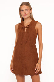 Jonty Scallop Hem Mini Dress - Copper Tan