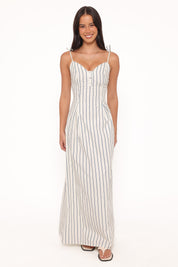 Jordin Maxi Dress - Ivory/Blue Stripe
