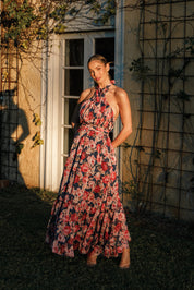 Lennon Halterneck Maxi Dress - Navy Floral