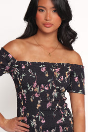 Lewis Mini Dress - Black Floral