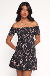 Lewis Mini Dress - Black Floral
