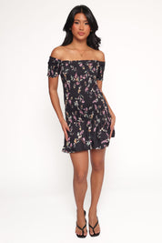 Lewis Mini Dress - Black Floral