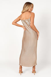 Liza Pleated Maxi Dress - Gold