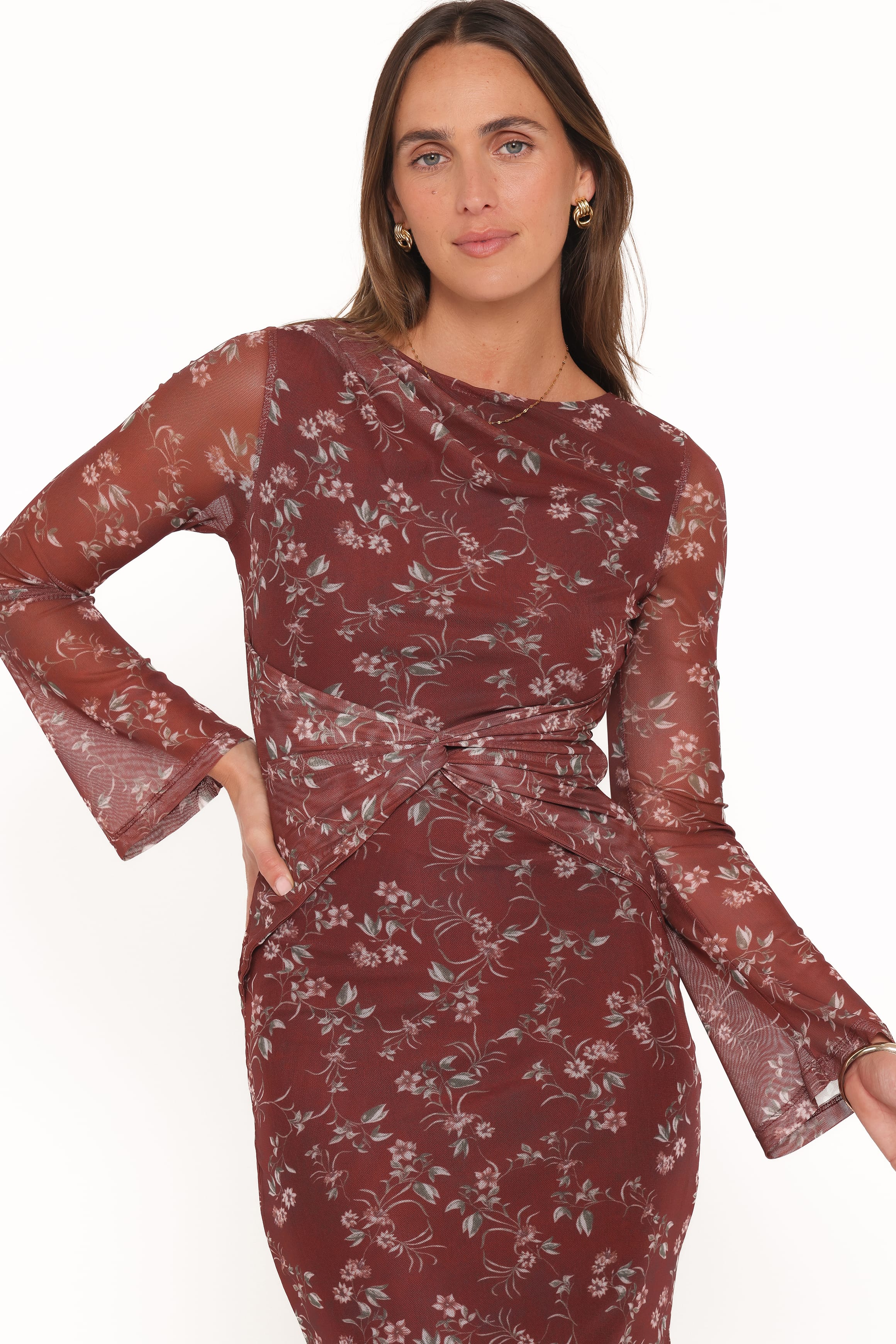 Nash Long Sleeve Dress - Rust Floral