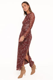 Nash Long Sleeve Dress - Rust Floral