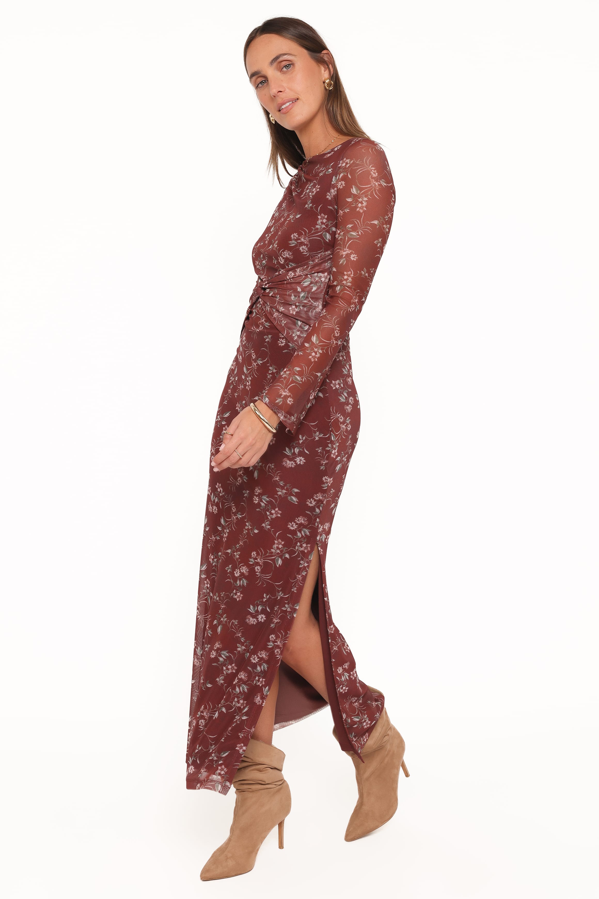 Nash Long Sleeve Dress - Rust Floral