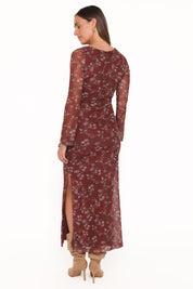 Nash Long Sleeve Dress - Rust Floral