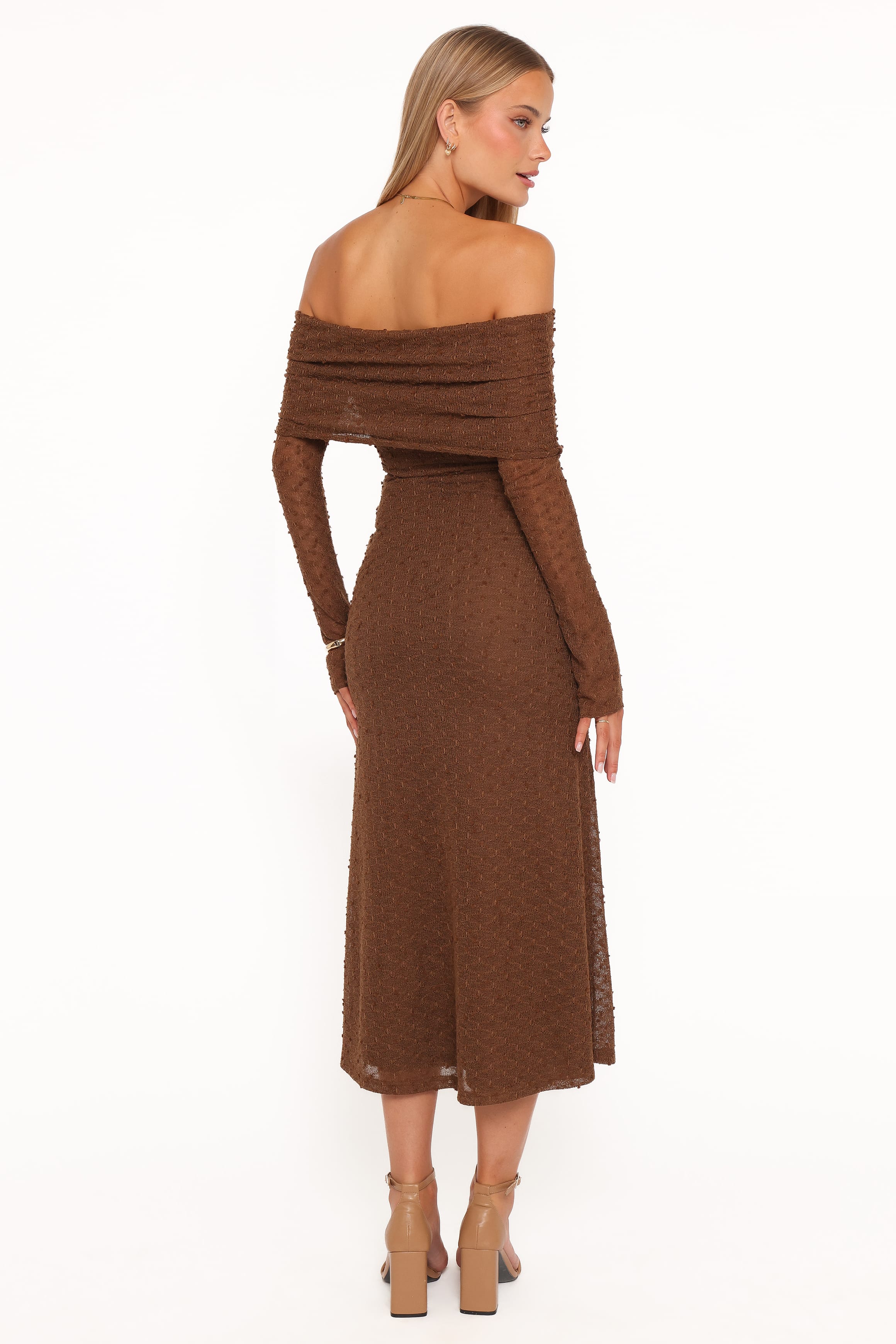 Wilma Off Shoulder Dress - Brown