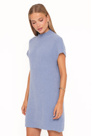 Wright Knit Mini Dress - Dusty Blue