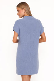 Wright Knit Mini Dress - Dusty Blue