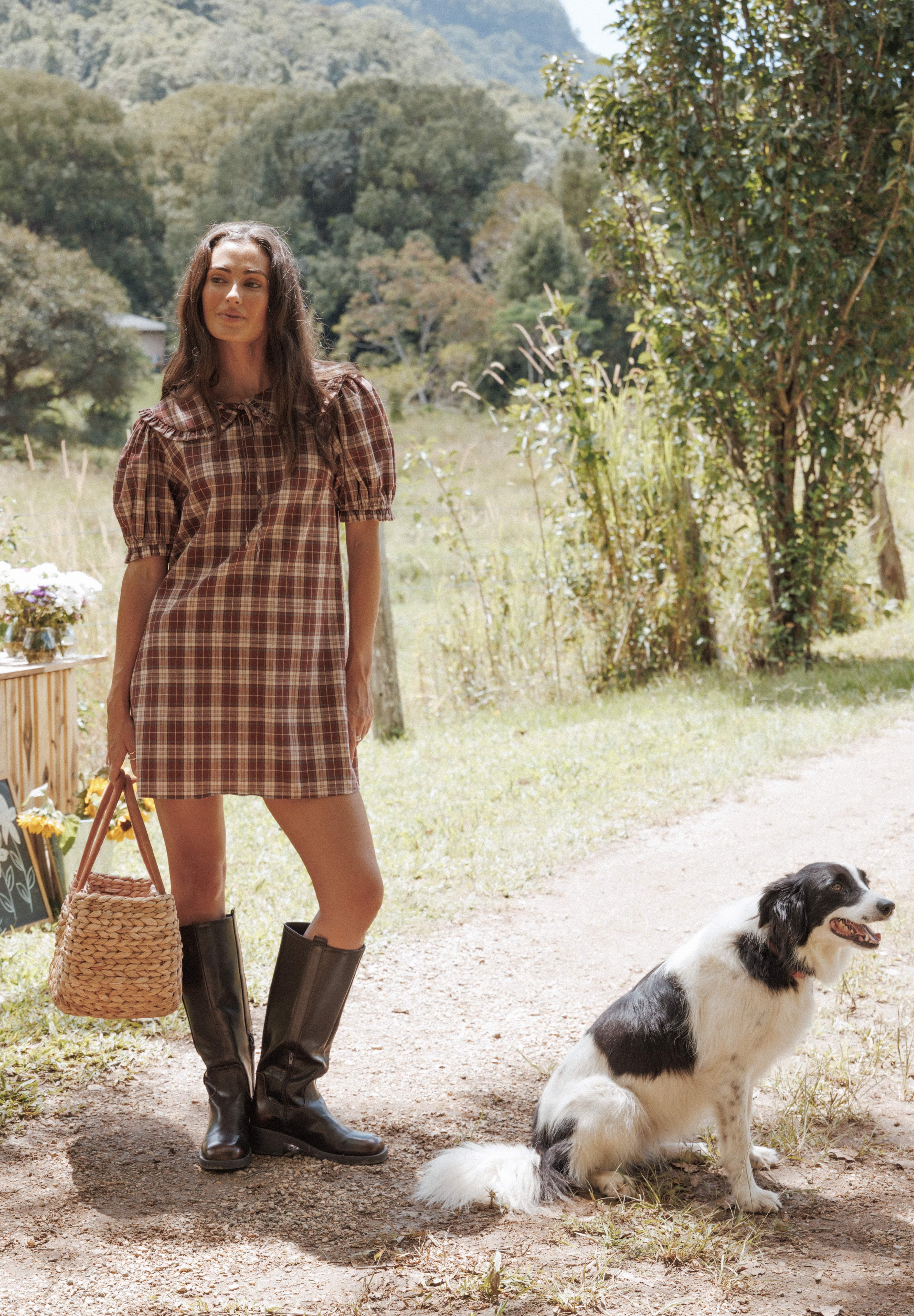 Yaris Mini Dress - Burgundy Plaid